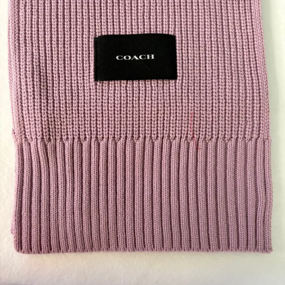 Coach Woven Patch Knit Scarf Mauve Pink Color NWT